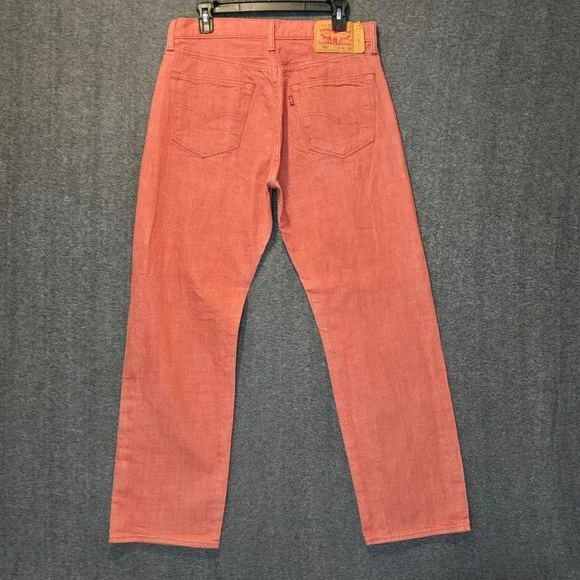 Levis 501 White Oak Cone Denim Jeans Button Fly Salmon Orange Mens Fit Sz 32x29 - Picture 7 of 14